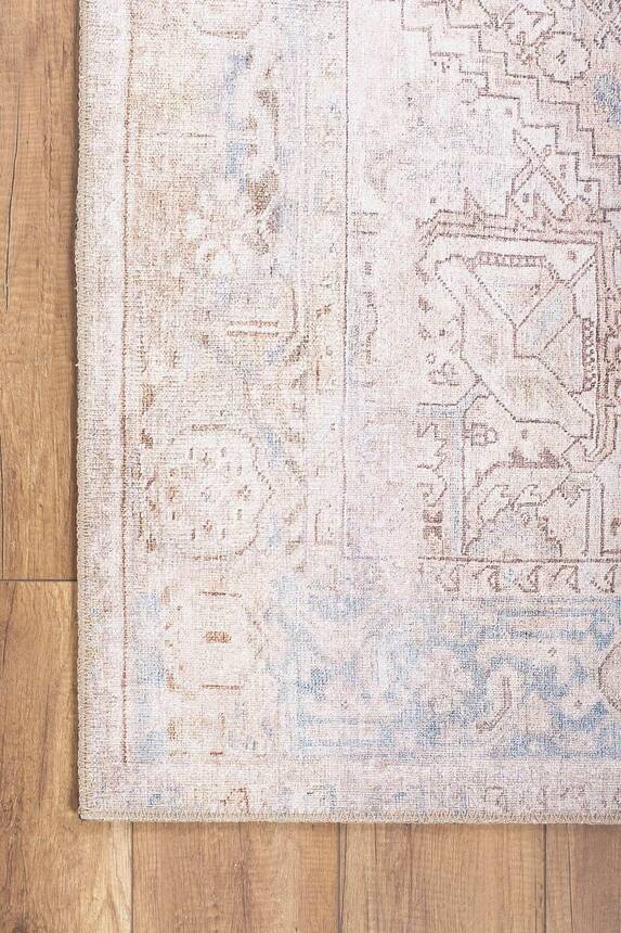 Woven Base Decorative Beige Carpet With Aging Pattern