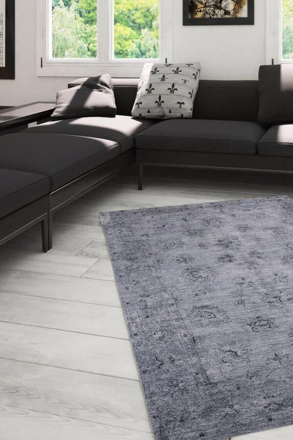 Woven Base Decorative Grey Carpet With Aging Pattern