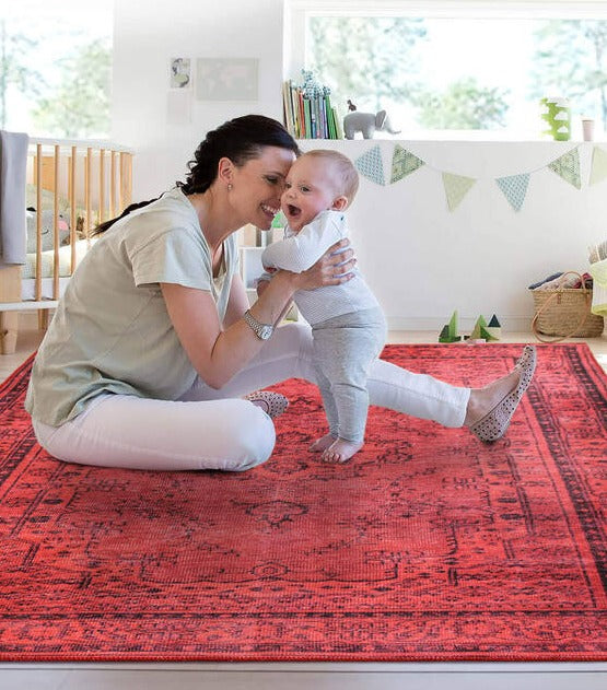 Vintage Design Red Area Rug