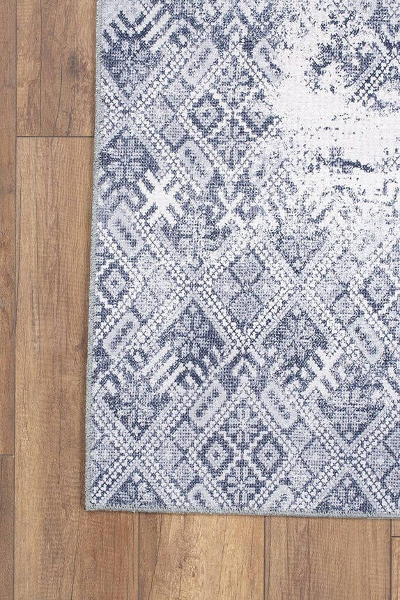 Woven Base Decorative Grey Carpet With Ethnic Pattern