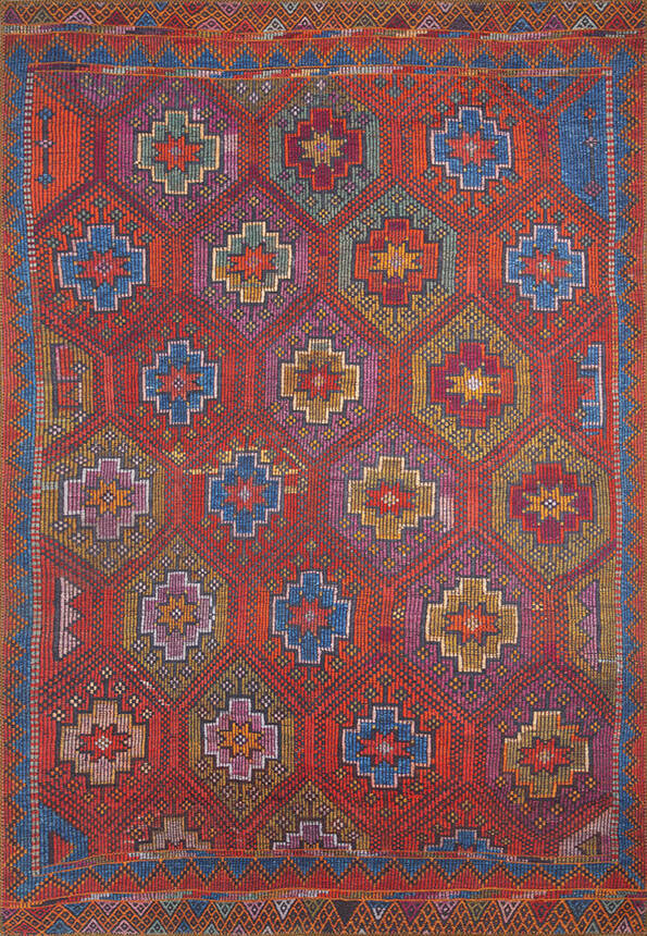 Woven Floor Decorative Red Carpet With Ethnic Pattern