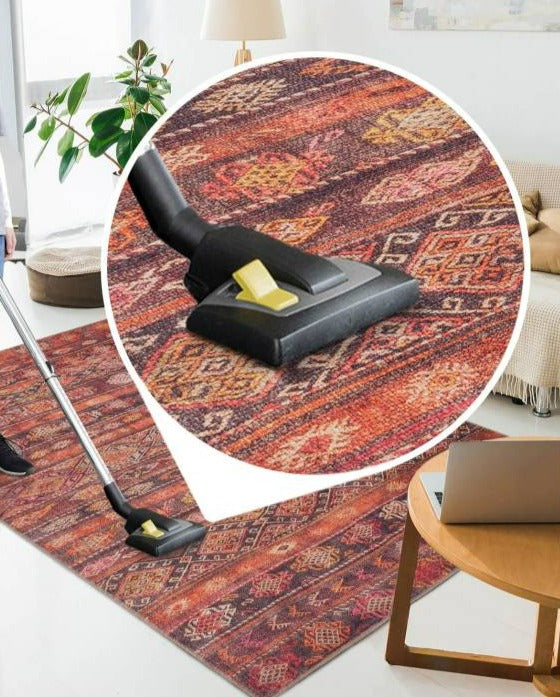 Woven Floor Decorative Red Carpet With Ethnic Pattern