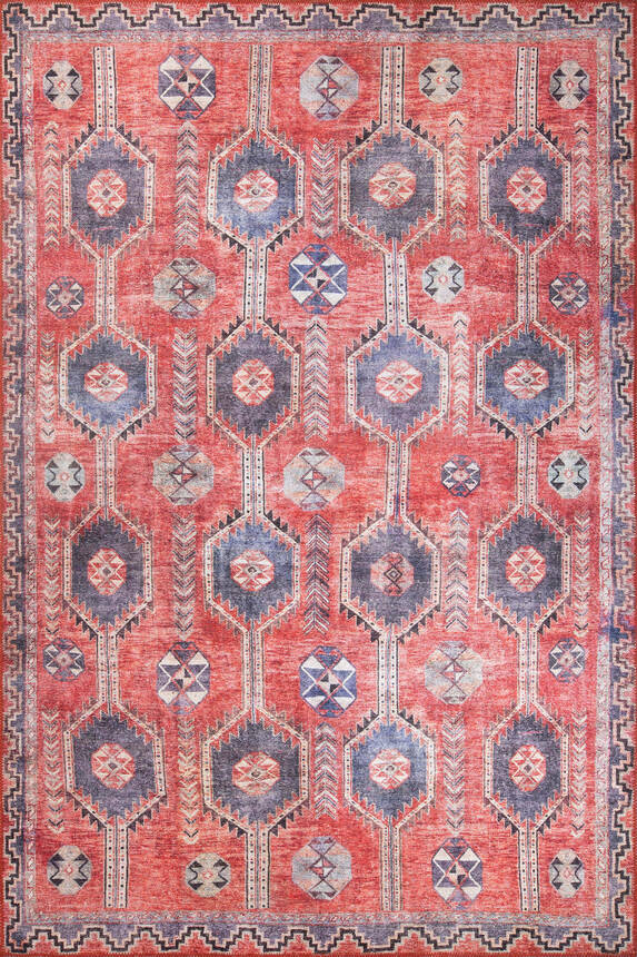 Woven Floor Decorative Red Carpet With Ethnic Pattern