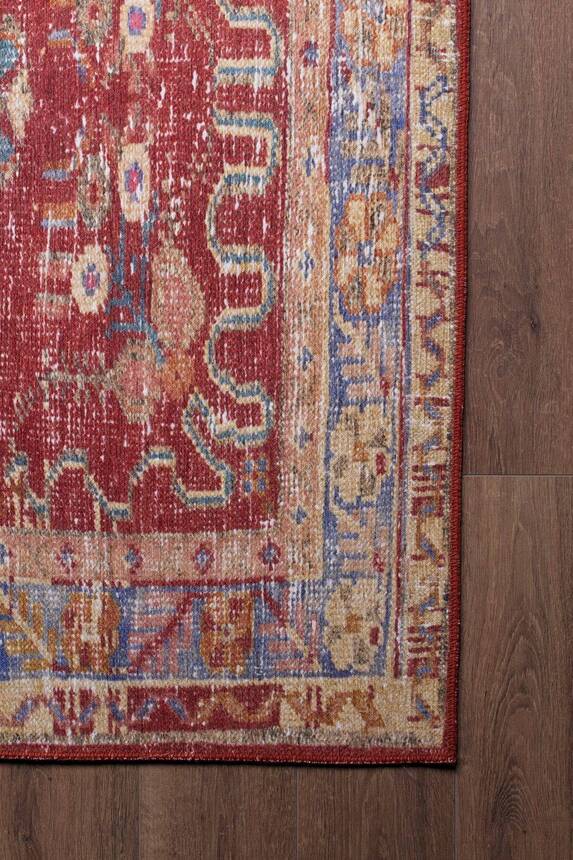 Distressed Looking Vintage Patterned Red Carpet