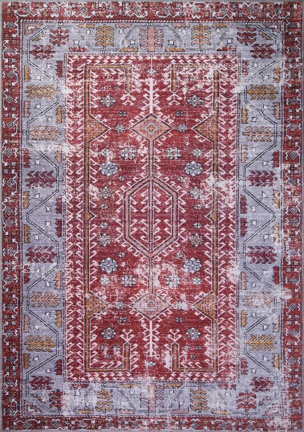 Decorative Woven Floor Red Carpet With Ethnic Pattern