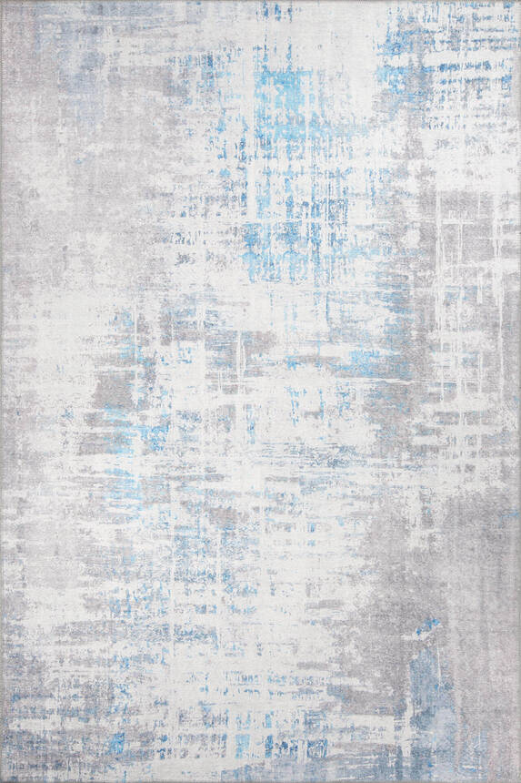 Grey and Blue Modern Woven Base Decorative Carpet