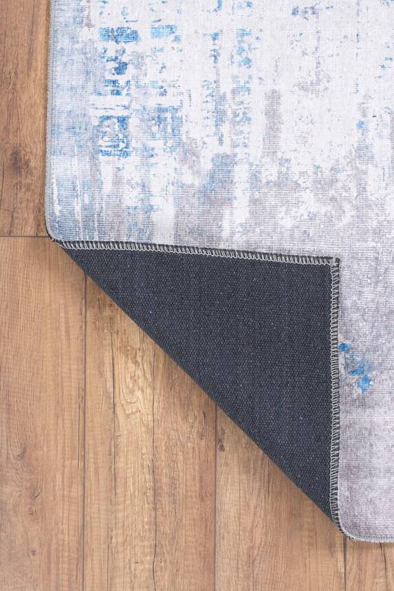 Grey and Blue Modern Woven Base Decorative Carpet