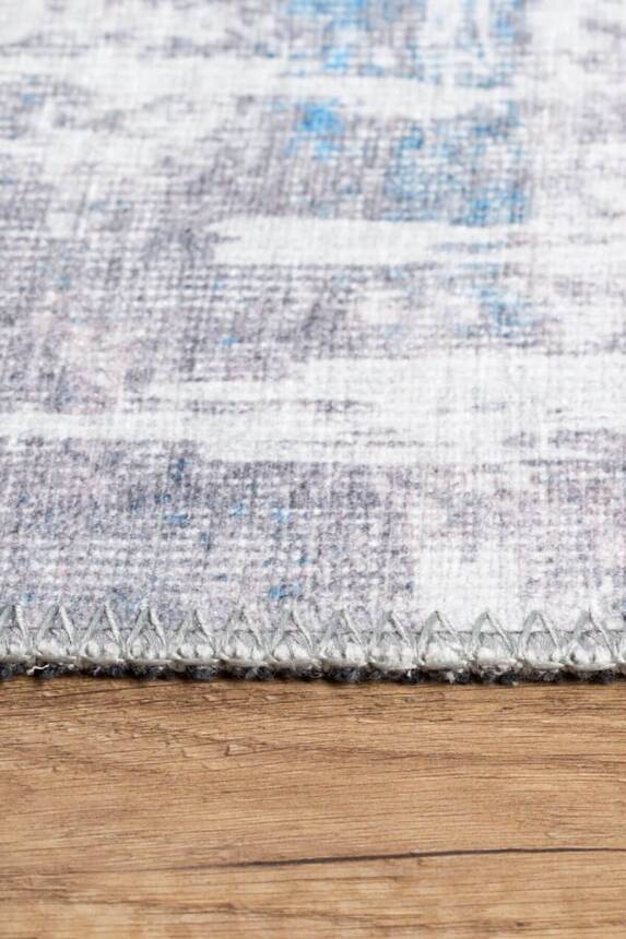 Grey and Blue Modern Woven Base Decorative Carpet