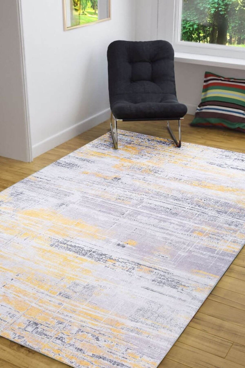 Yellow and Gray Modern Texture Base Decorative Carpet