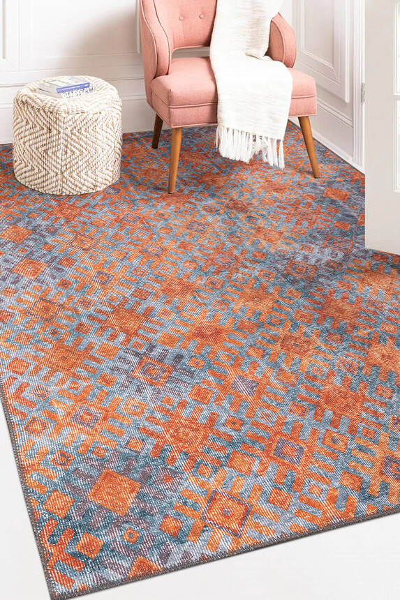 Modern Woven Decorative Orange Carpet