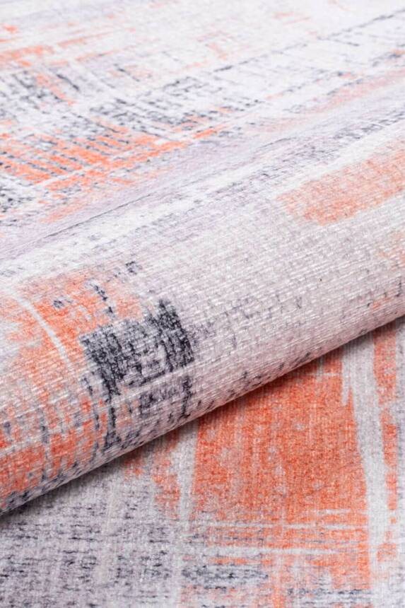 Orange and Gray Modern Woven Base Decorative Carpet