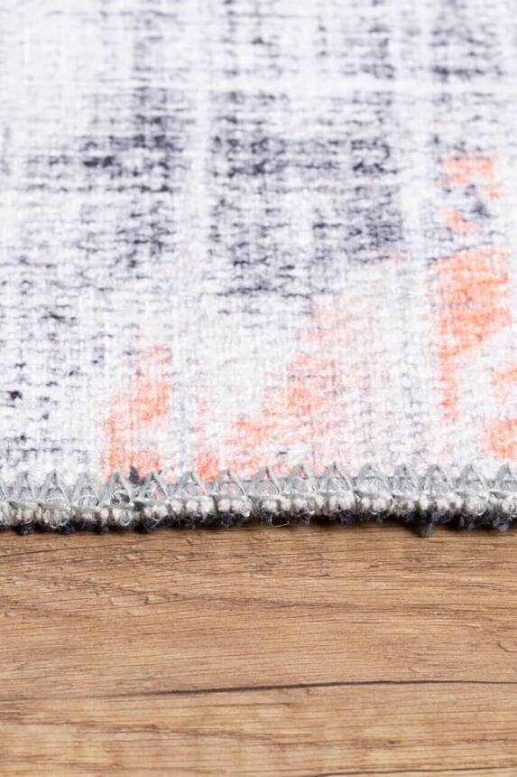 Orange and Gray Modern Woven Base Decorative Carpet