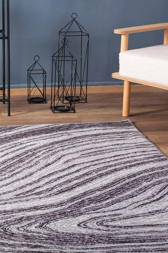 Grey Modern Woven Striped Carpet