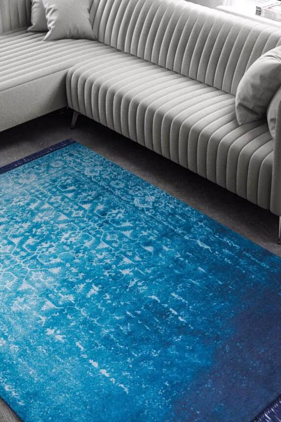 Modern Woven Abstract Pattern Blue Carpet