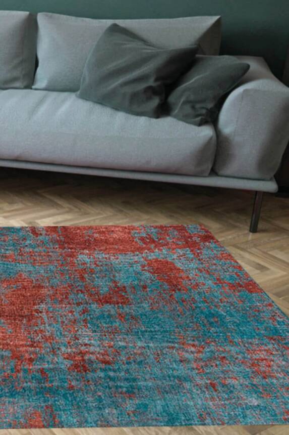 Modern Woven and Abstract Design Decorative Turquoise Carpet