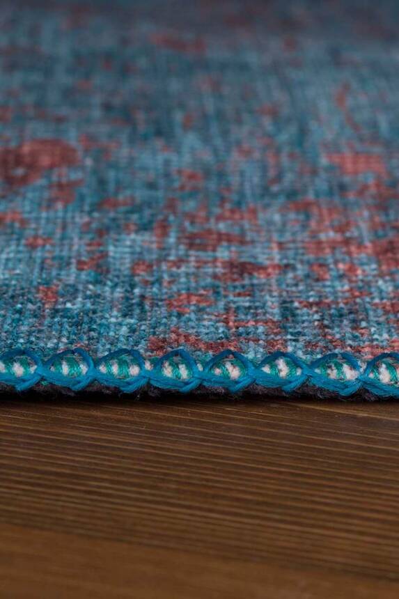 Modern Woven and Abstract Design Decorative Turquoise Carpet