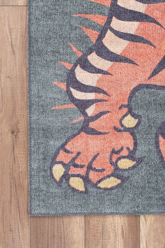 Tiger Printed and Orange Color Area Rug