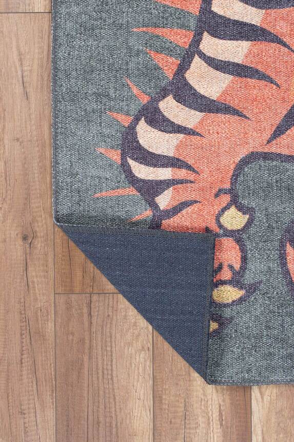 Tiger Printed and Orange Color Area Rug