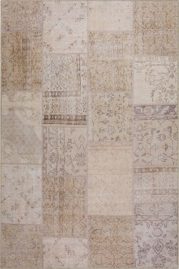 Woven Base Decorative Beige Carpet With Patchwork Pattern