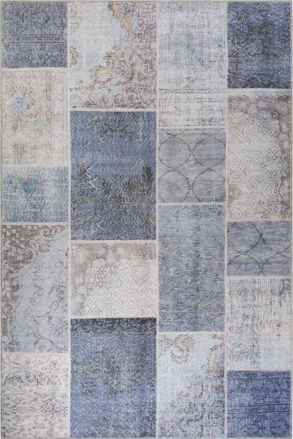 Woven Base Decorative Grey Carpet With Patchwork Pattern