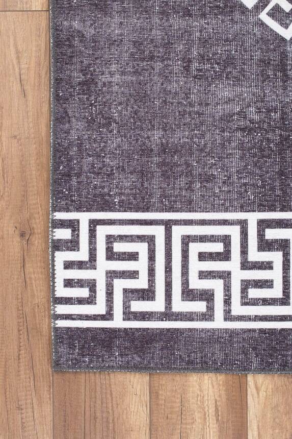 Woven Base Decorative Black Carpet With Aging Pattern