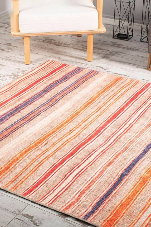 Orange Rugs with Striped Pattern