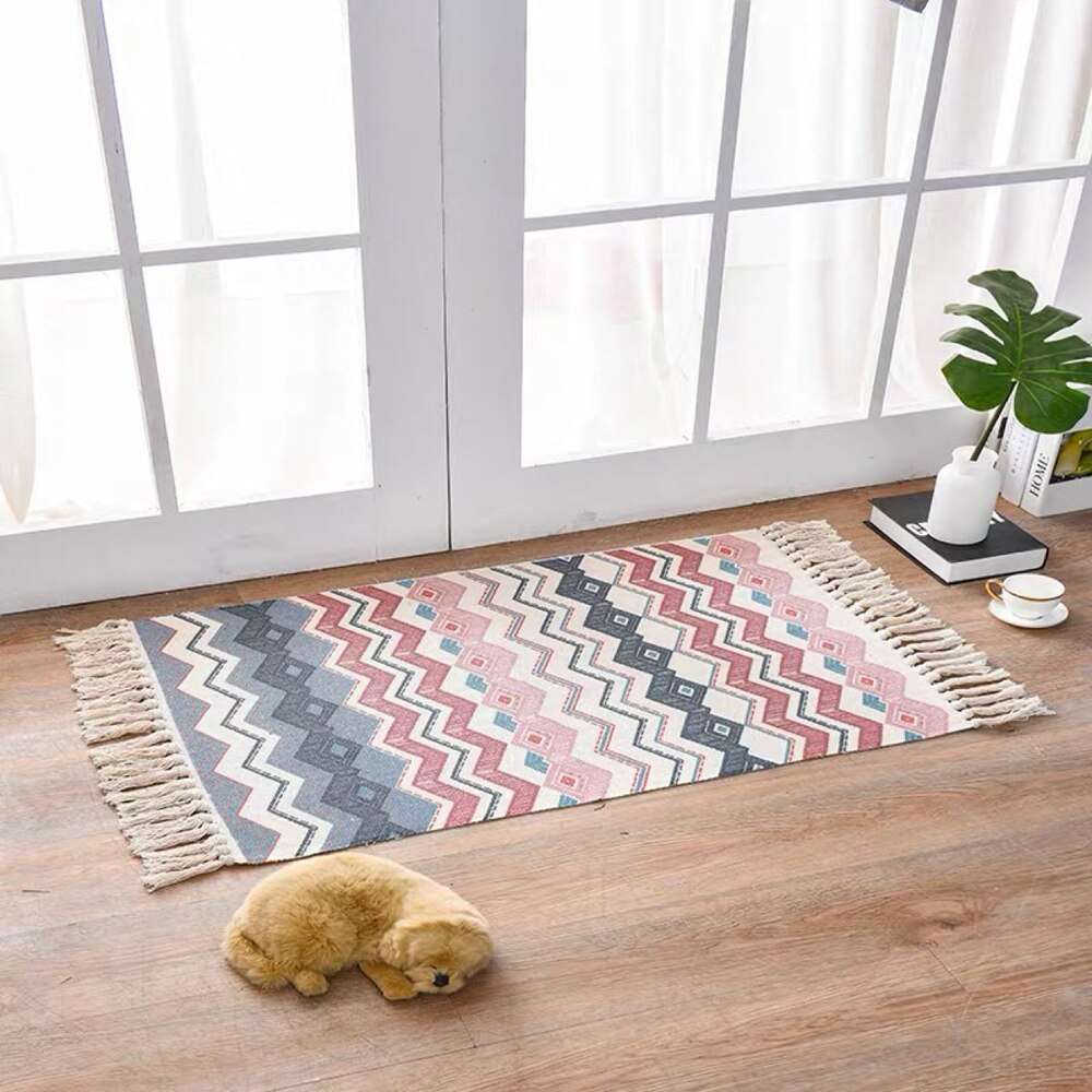 Scandinavian Style Linen and Cotton Rug - Wave