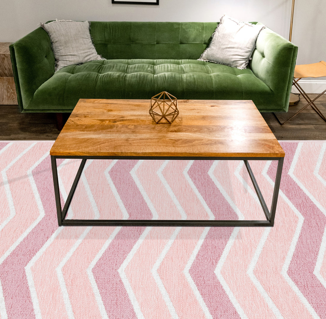 Pink and Cream Zig Zag Rug