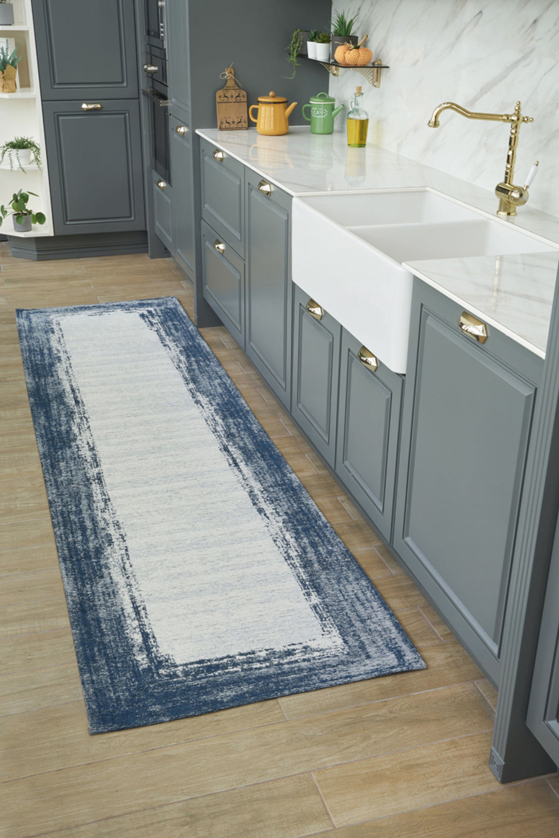 Grey and Navy Blue Rug