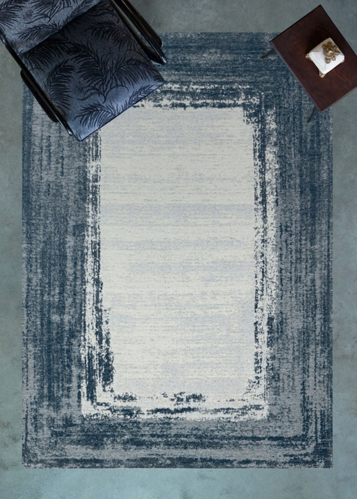 Grey and Navy Blue Rug