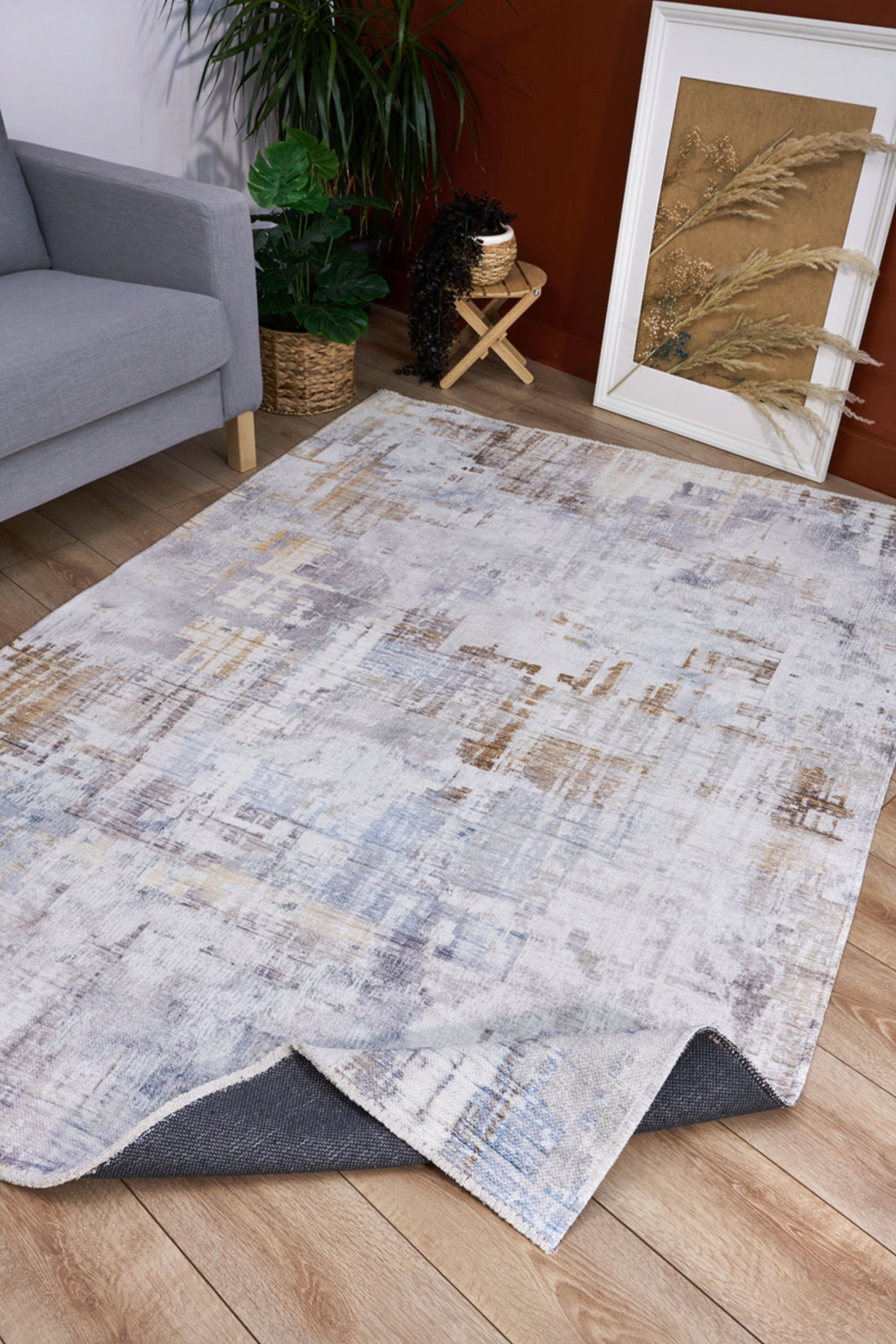 Cream and Grey Abstract Rug