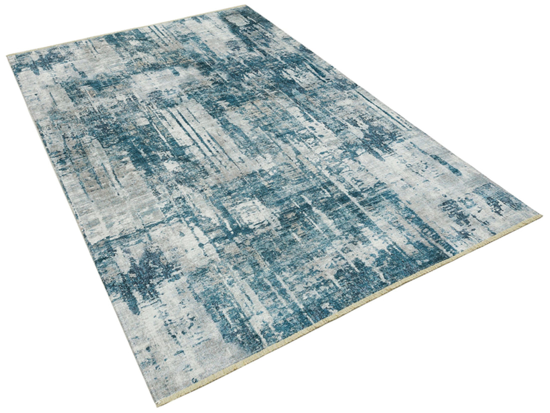 Navy Blue and Grey Abstract Rug