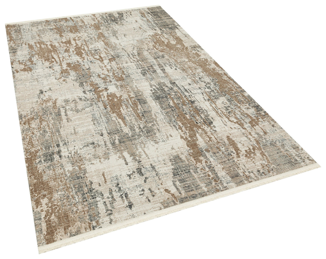 Cream Grey Abstract Rug