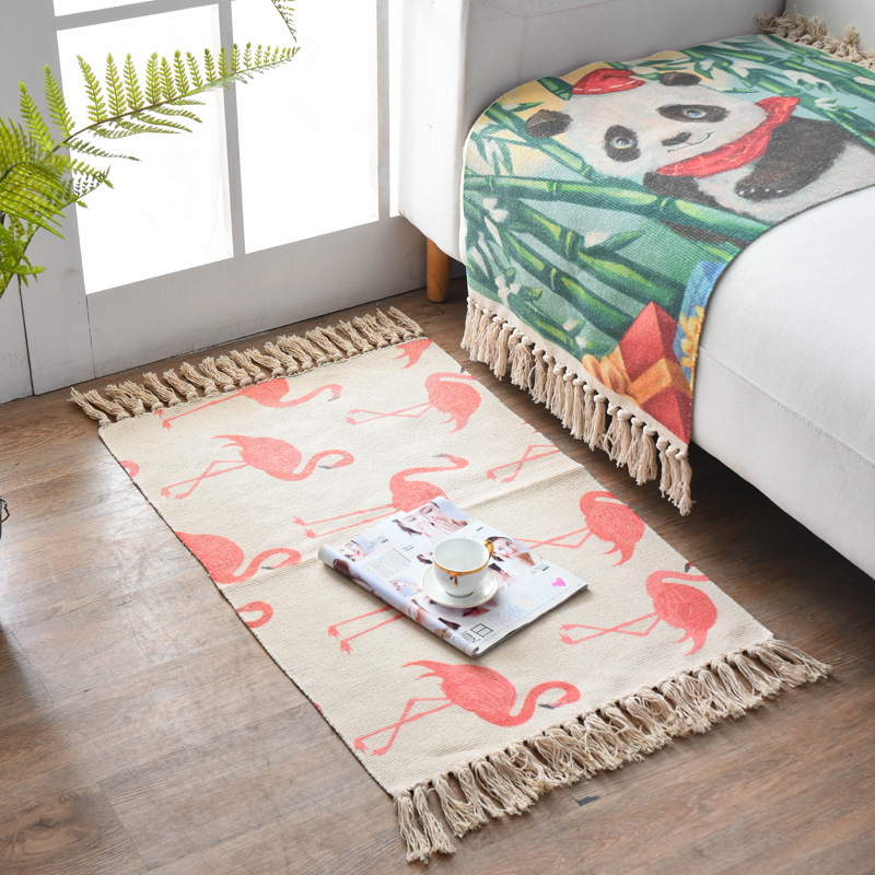 Scandinavian Style Linen and Cotton Carpet - Flamingo