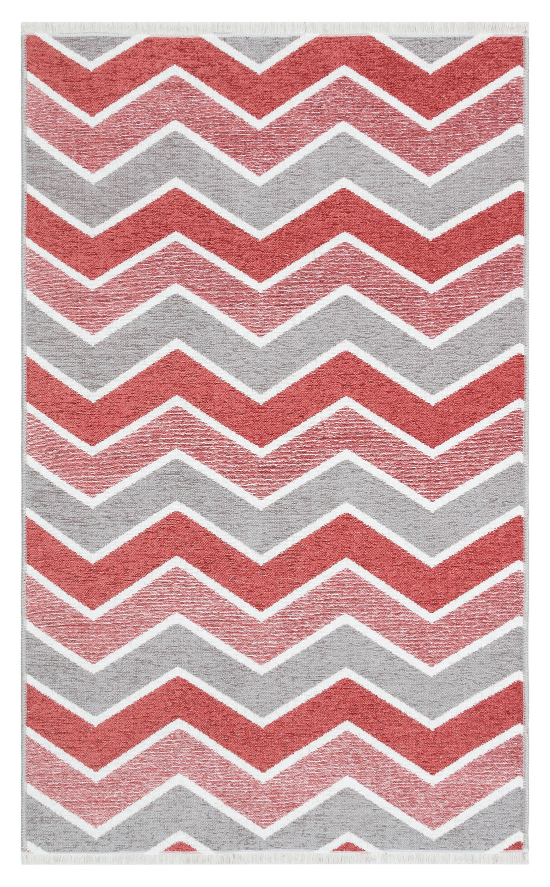 Red and Grey Zig Zag Rug