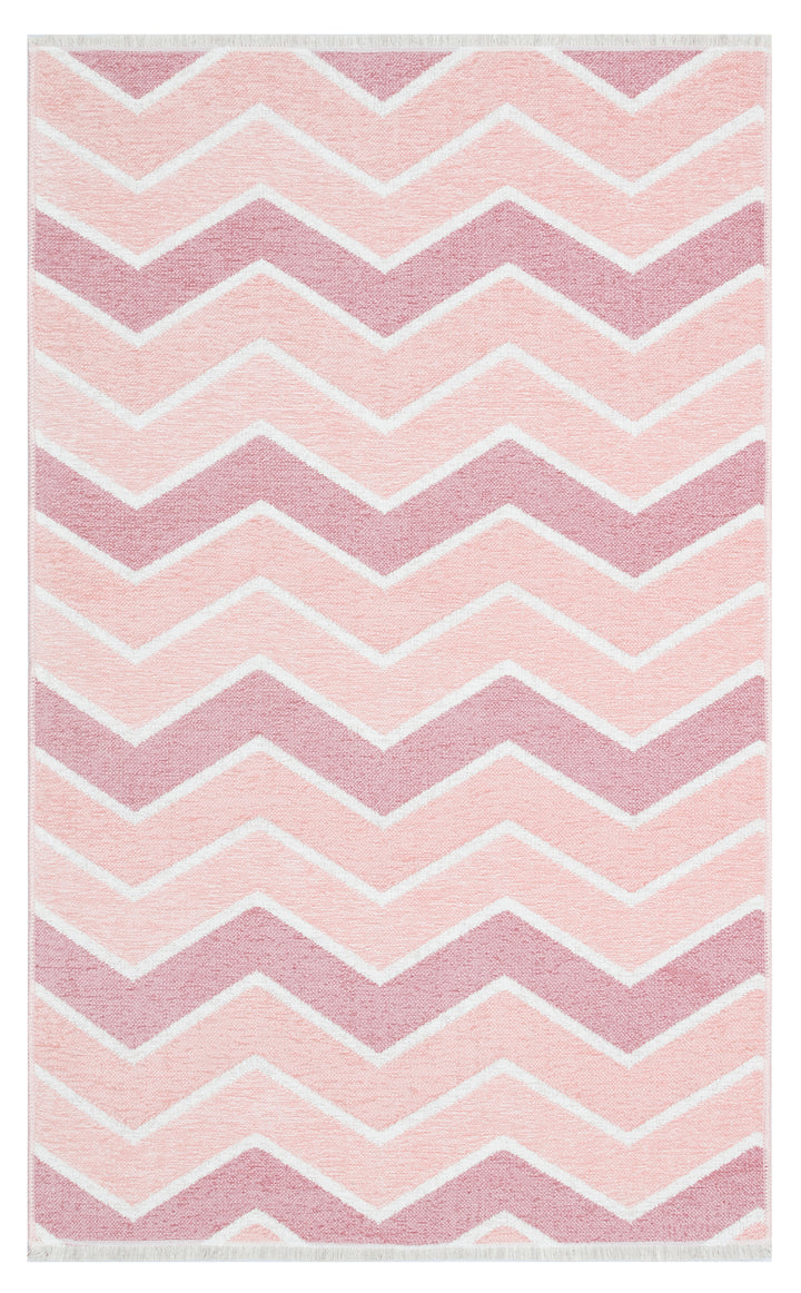 Pink and Cream Zig Zag Rug