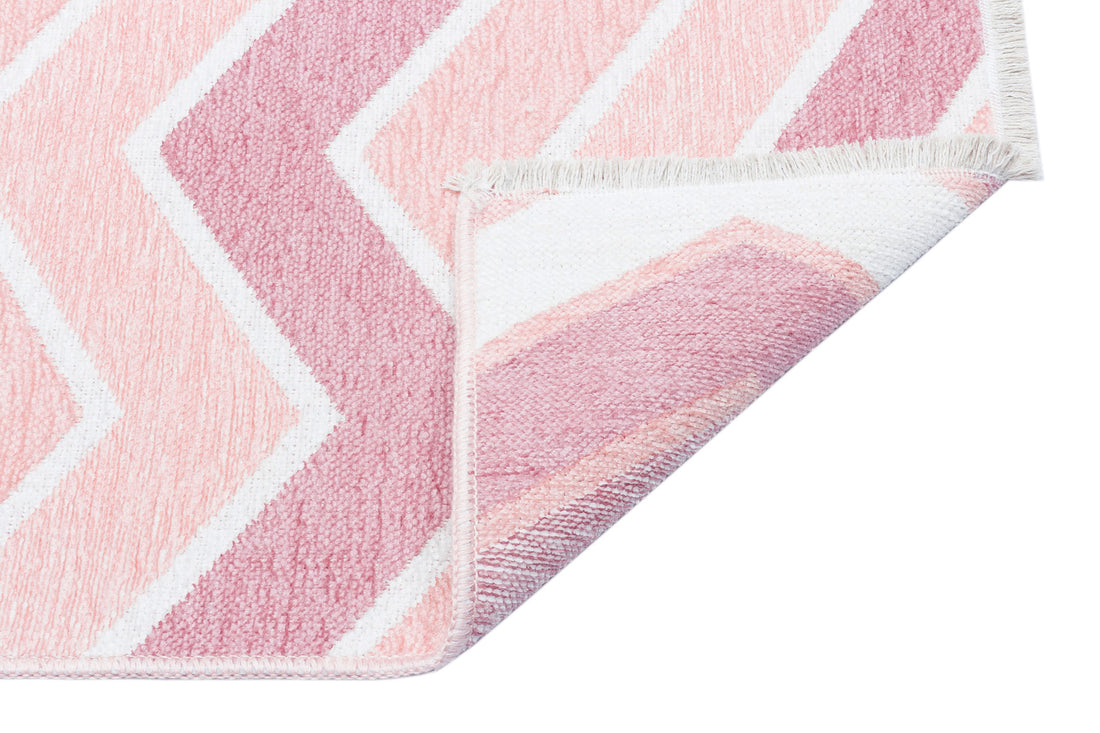 Pink and Cream Zig Zag Rug