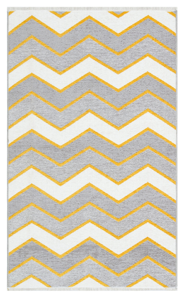 Yellow and Grey Zig Zag Rug