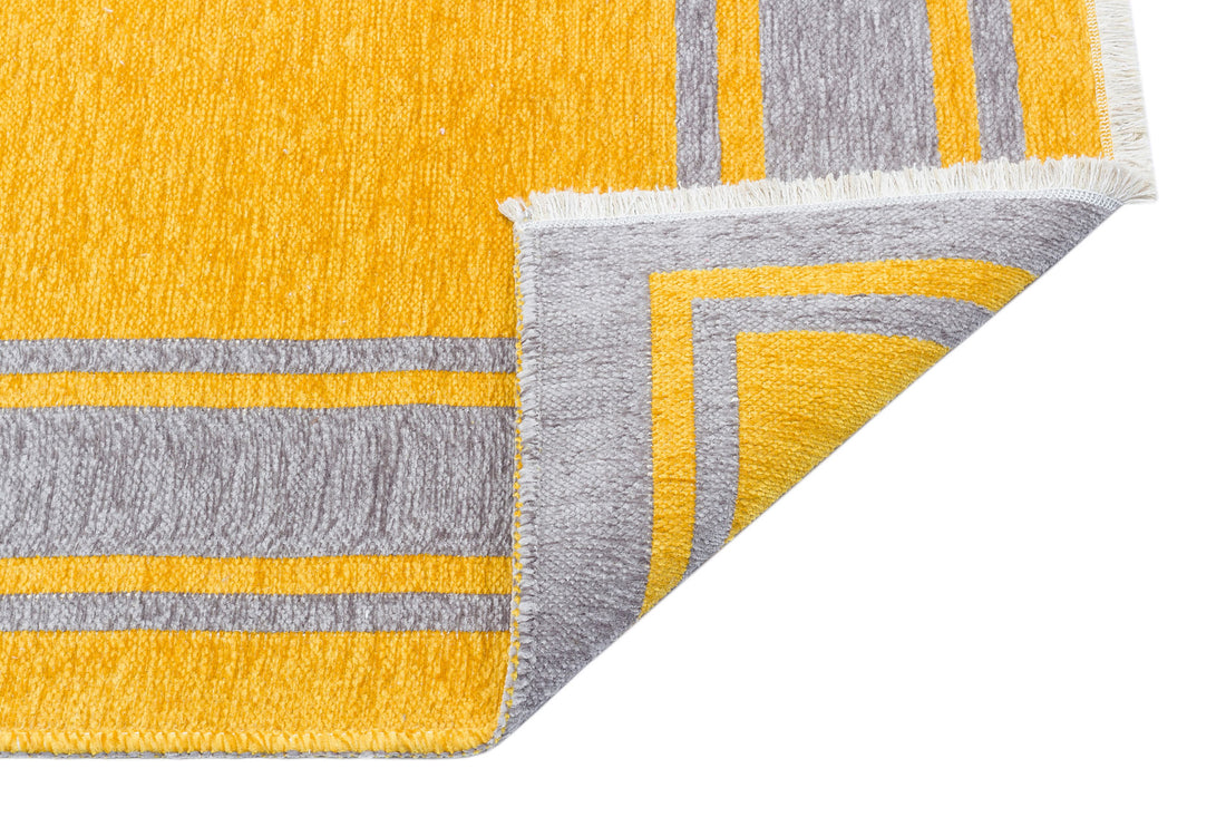 Modern Scandinavian Grey and Yellow Rug