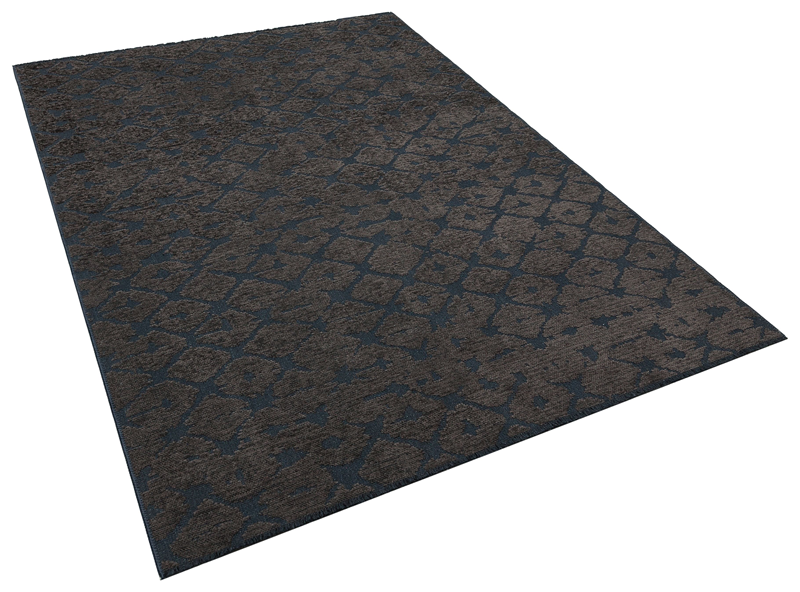 Black washable rug abstract