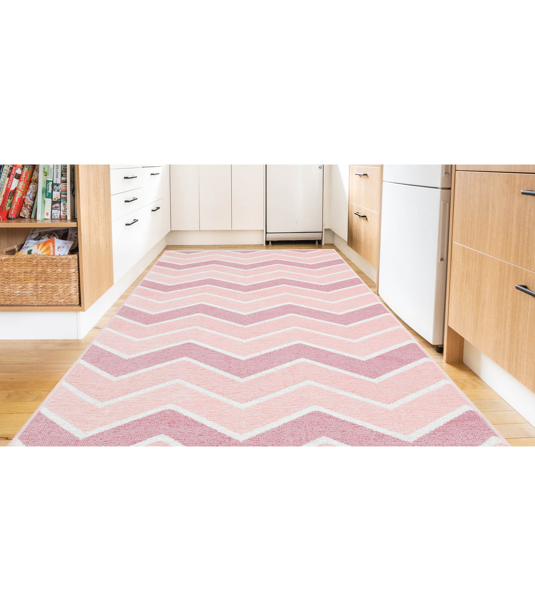 Pink and Cream Zig Zag Rug