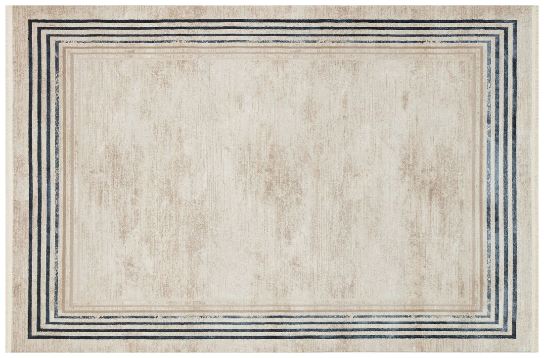 Black Stripe Cream Rug