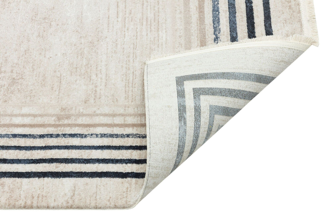 Black Stripe Beige Rug