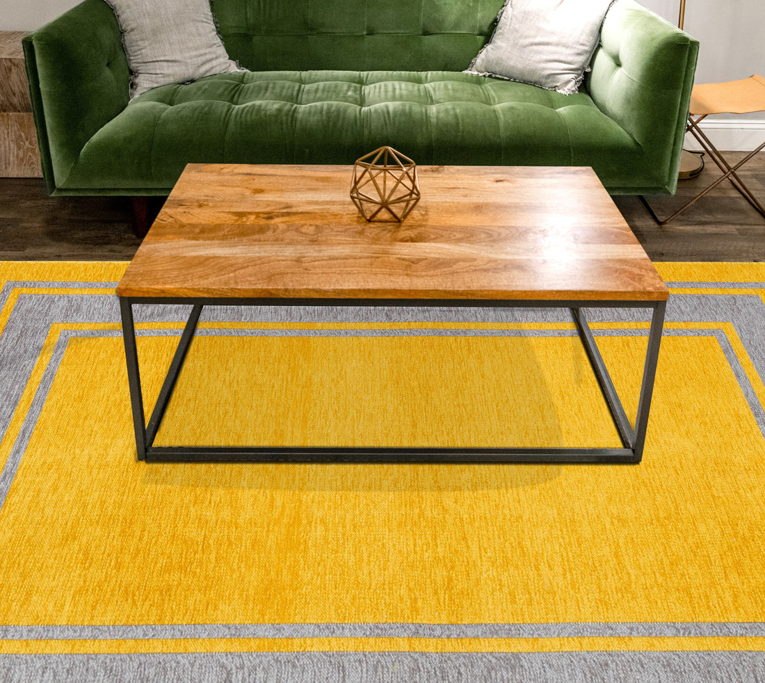 Modern Scandinavian Grey and Yellow Rug