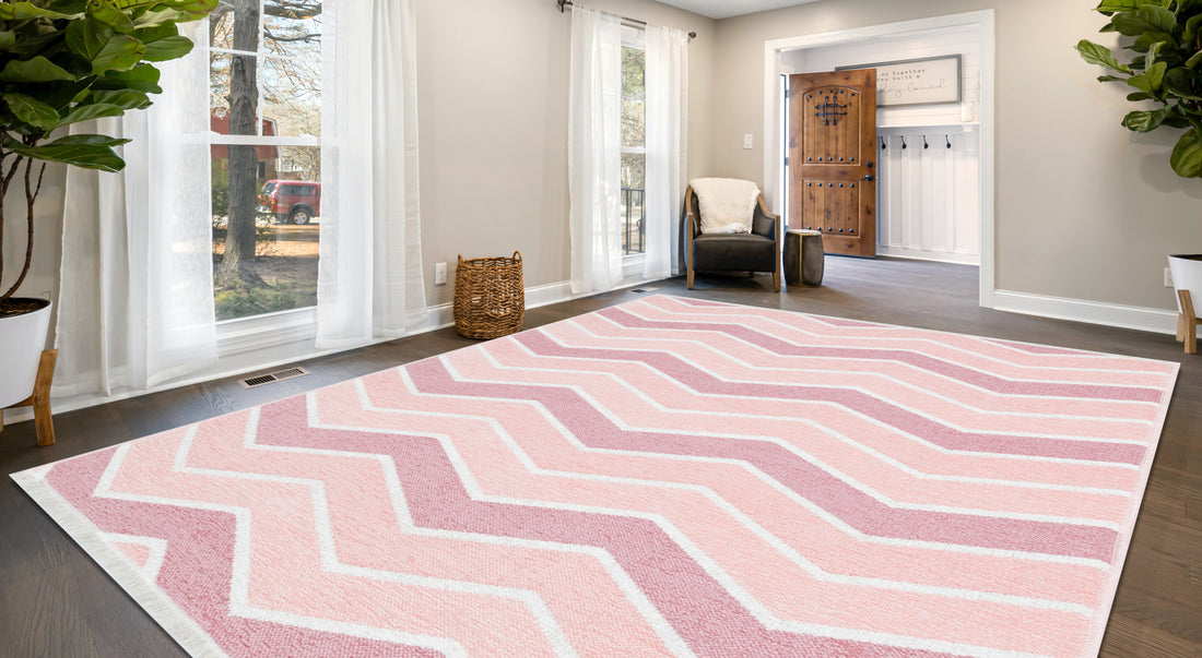 Pink and Cream Zig Zag Rug